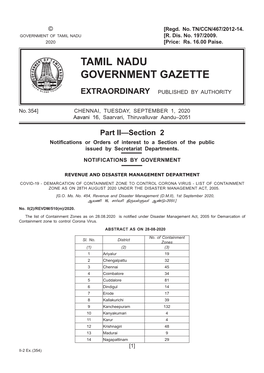 354] CHENNAI, TUESDAY, SEPTEMBER 1, 2020 Aavani 16, Saarvari, Thiruvalluvar Aandu–2051