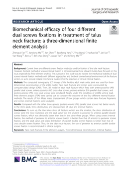 Biomechanical Efficacy of Four Different Dual Screws Fixations in Treatment