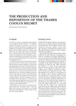 The Production and Deposition of the Thames Coolus Helmet