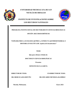 Universidad Michoacana De San Nicolás De Hidalgo Instituto De Investigaciones Sobre Los Recursos Naturales