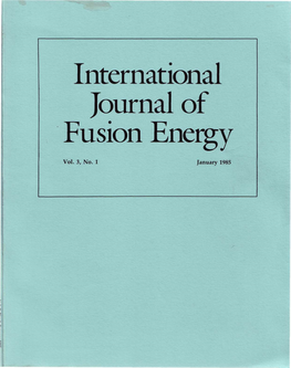 International Journal of Fusion Energy Vol