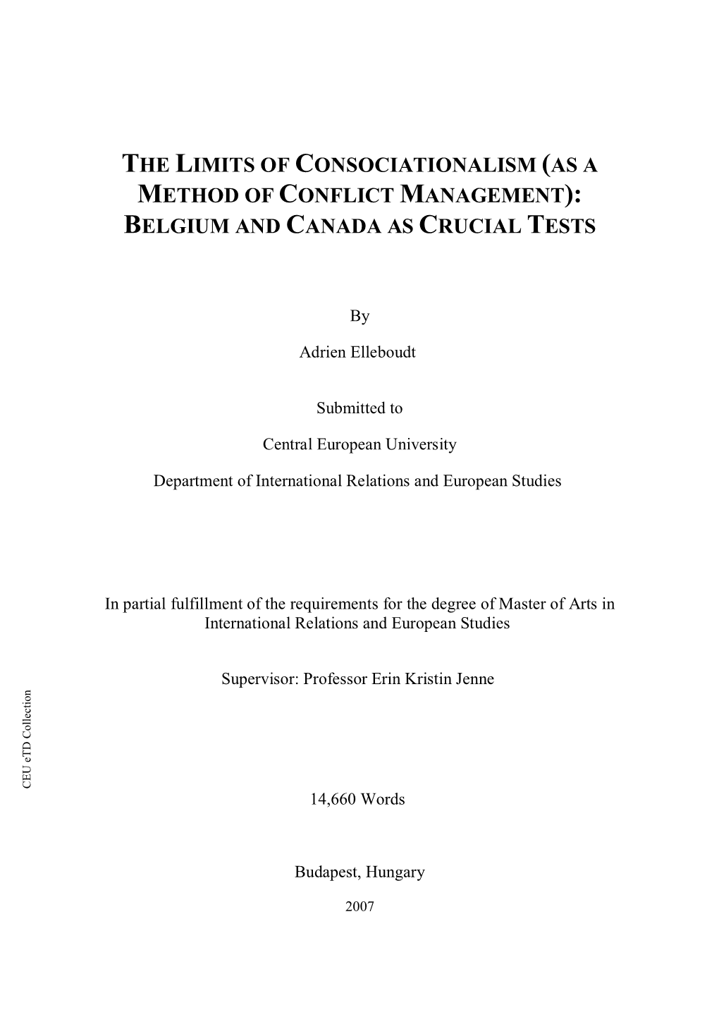 The Limits of Consociationalism (As a Method of Conflict Management)