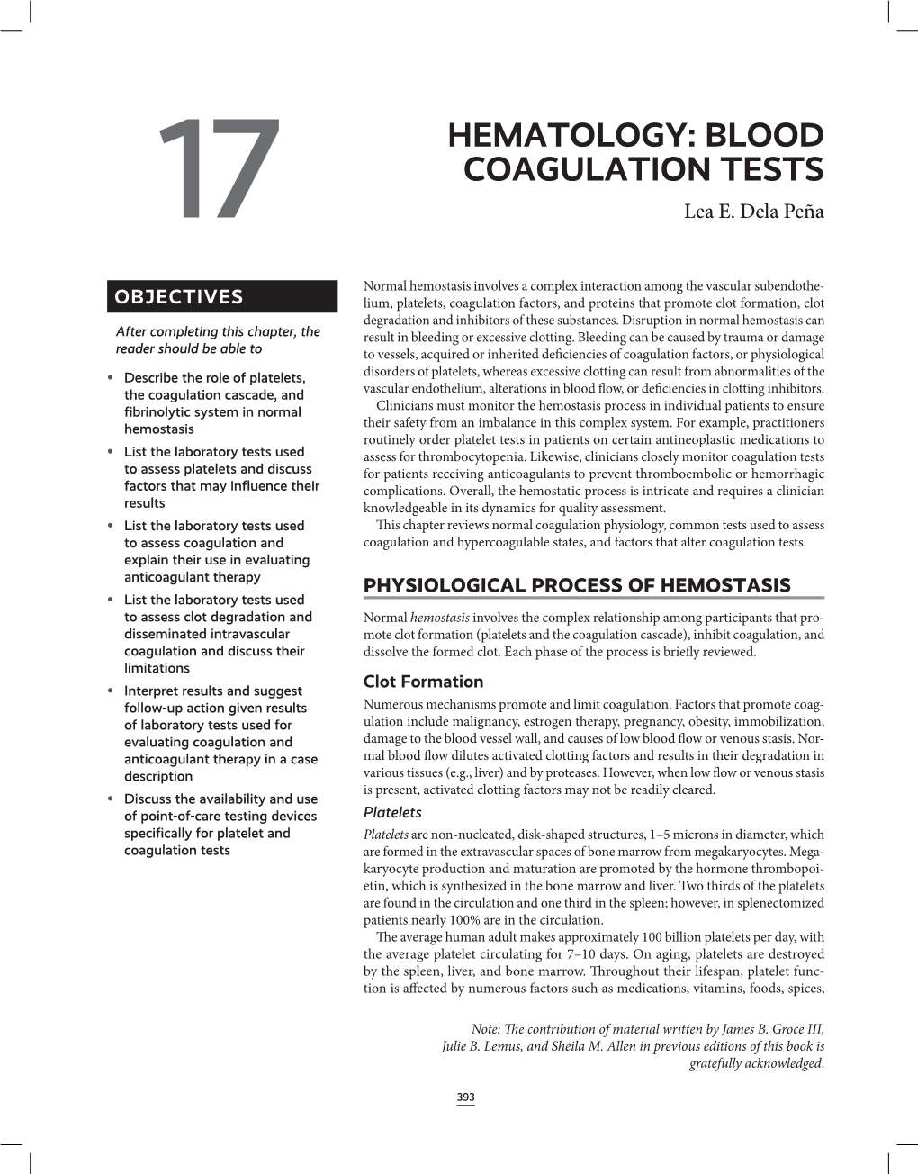 BLOOD COAGULATION TESTS 17 Lea E