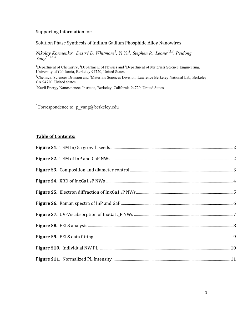 Supporting Information For: Solution Phase Synthesis of Indium Gallium Phosphide Alloy Nanowires Nikolay Kornienko , Desiré D