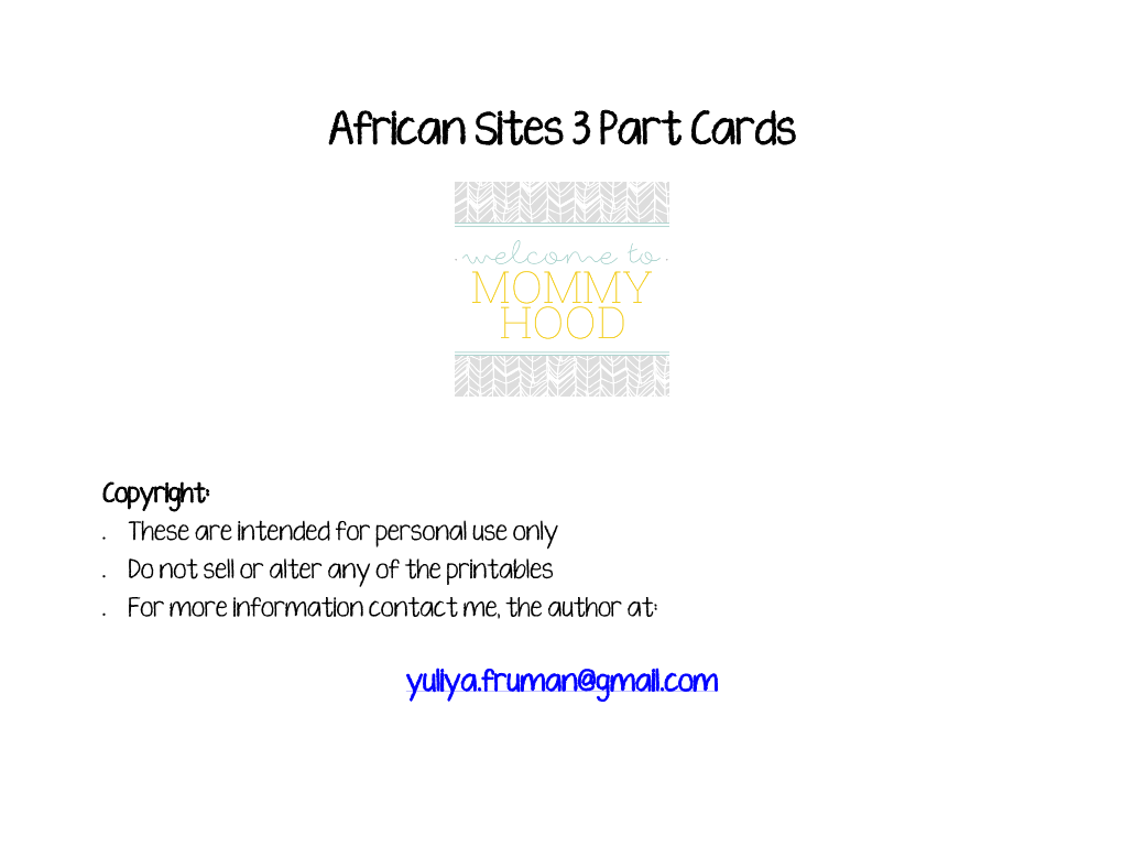 African Sites 3 Part Cards