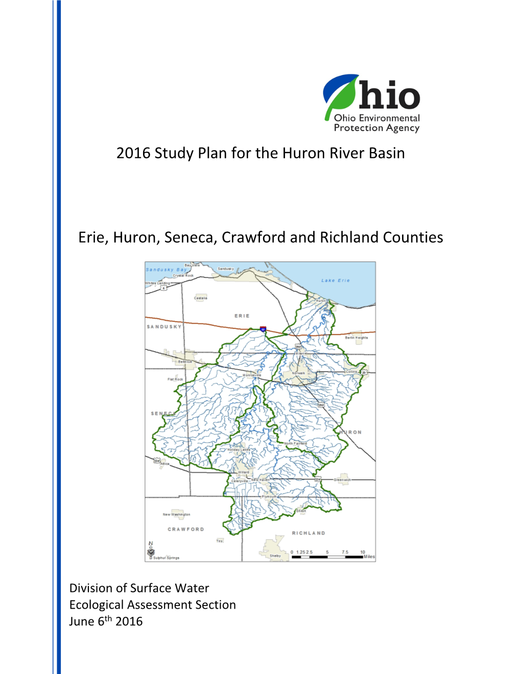 2016 Study Plan for the Huron River Basin Erie, Huron, Seneca
