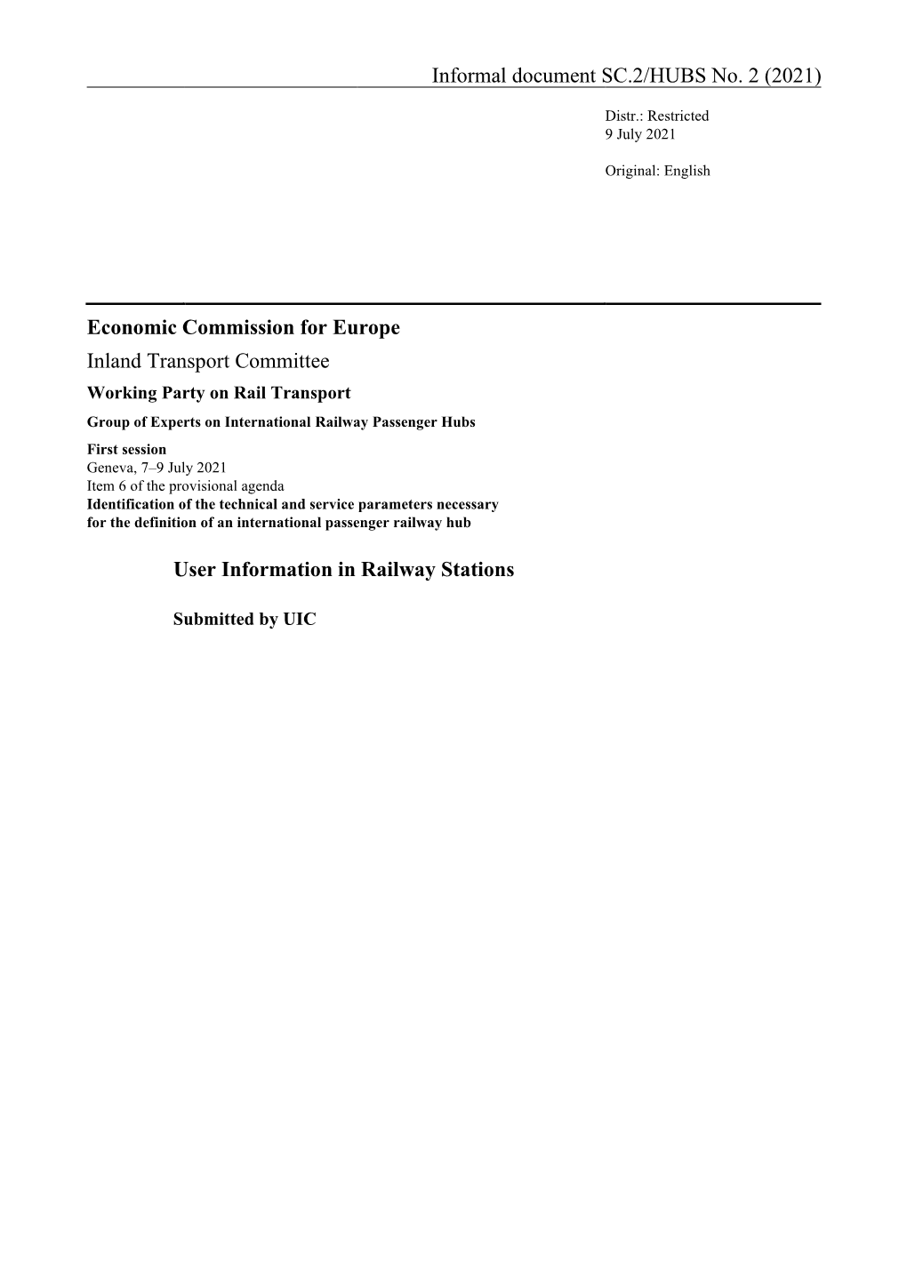 Economic Commission for Europe Inland Transport Committee User