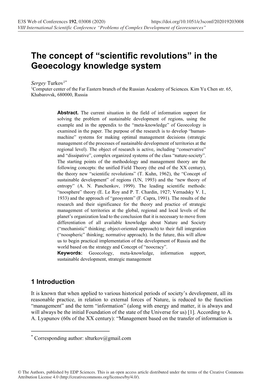 The Concept of “Scientific Revolutions” in the Geoecology Knowledge System