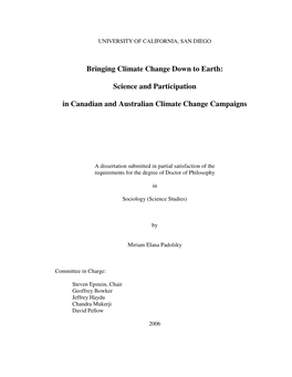 Science and Participation in Canadian and Australian Climate Change Campaigns
