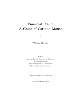 Financial Fraud: a Game of Cat and Mouse