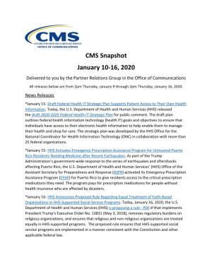 CMS Snapshot January 10-16, 2020 (PDF)