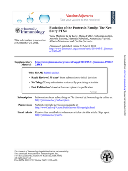 Entry PTX4 Evolution of the Pentraxin Family