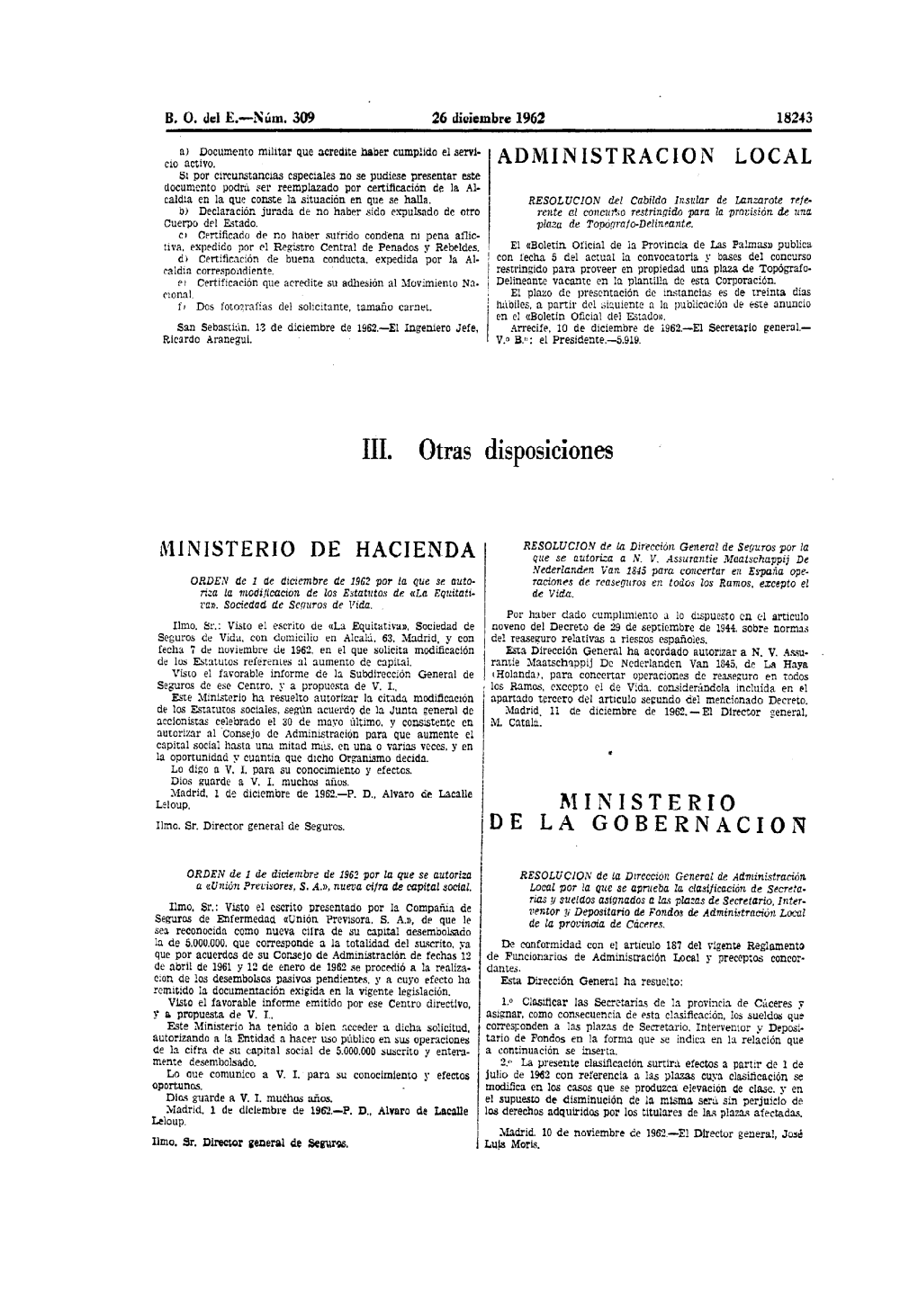 III. Otras Disposiciones