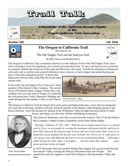 The Oregon to California Trail
