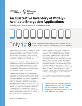 An Illustrative Inventory of Widely- Available Encryption Applications Kevin Bankston, Ross Schulman, and Jake Laperruque