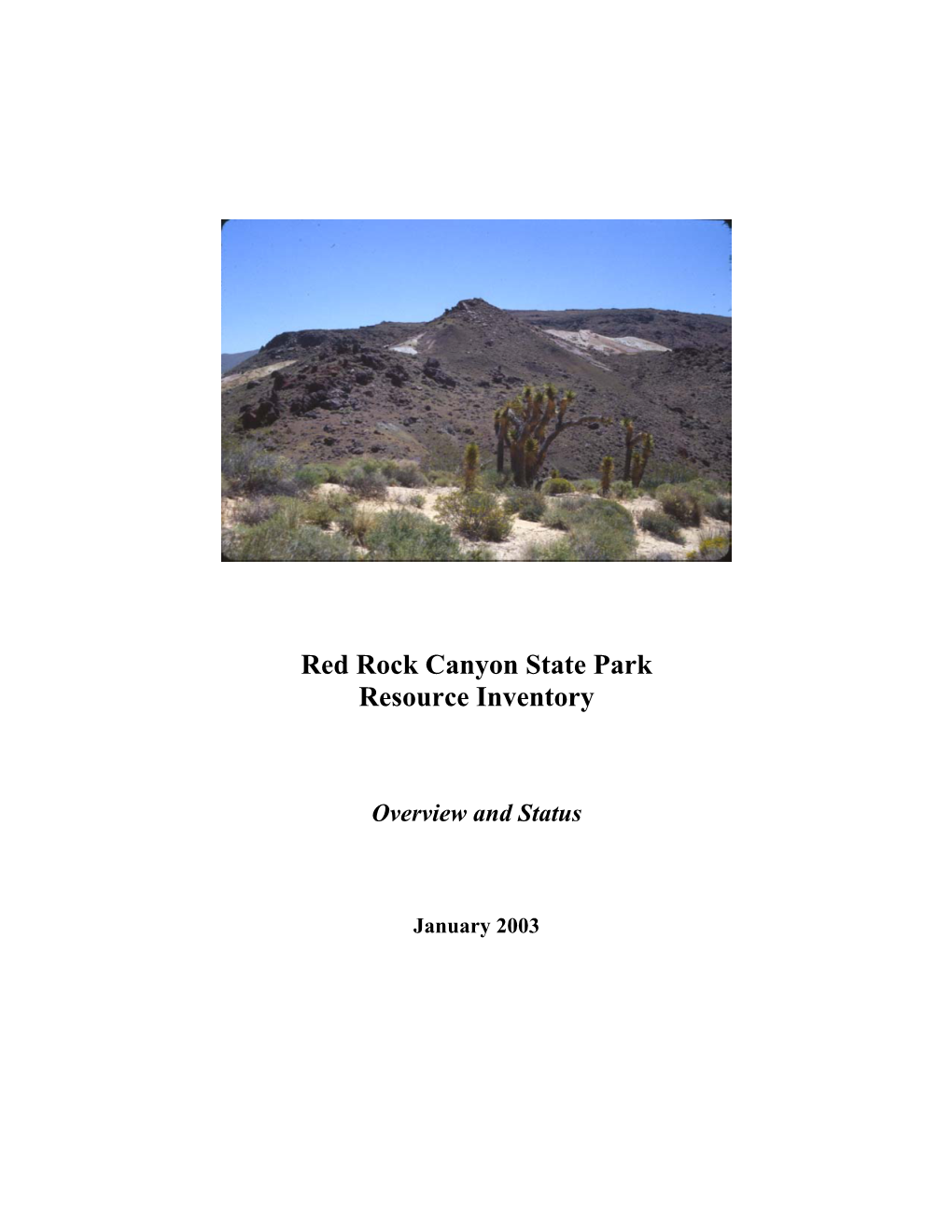 Red Rock Canyon State Park Resource Inventory