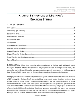 Ch 1 Structure of Michigan's Elections System