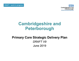 Primary Care Strategic Delivery Plan