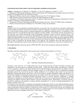 Experimental and Ab Initio Studies of the Novel Piperidine-Containing Acetylene Glycols