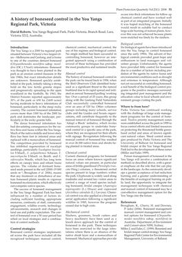 A History of Boneseed Control in the You Yangs Regional Park, Victoria