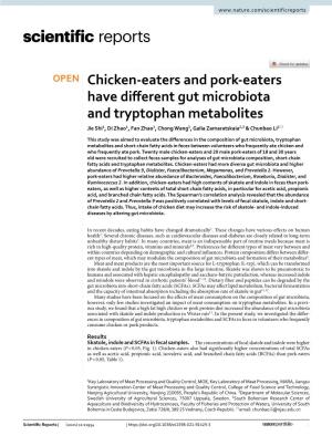 Chicken-Eaters and Pork-Eaters Have Different Gut Microbiota And