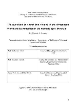 The Evolution of Power and Politics in the Mycenaean World and Its Reflection in the Homeric Epic: the Iliad