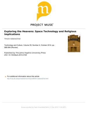 Exploring the Heavens: Space Technology and Religious Implications Kendrick Oliver, to Touch the Face of God Elizabeth A