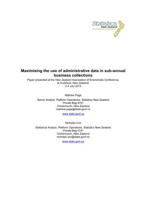 Maximising the Use of Administrative Data in Sub-Annual Business Collections