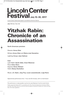 Yitzhak Rabin: Chronicle of an Assassination