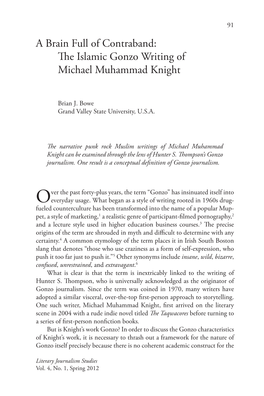 A Brain Full of Contraband: the Islamic Gonzo Writing of Michael Muhammad Knight