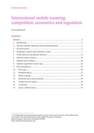International Mobile Roaming: Competition, Economics and Regulation
