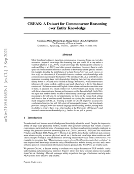 CREAK: a Dataset for Commonsense Reasoning Over Entity Knowledge