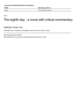 The Eighth Day : a Novel with Critical Commentary