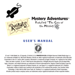 Rugrats: Mystery Adventures Windows Manual