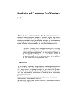 Substitution and Propositional Proof Complexity