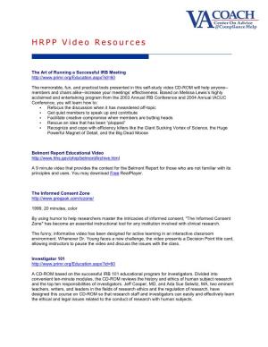 HRPP Video Resources