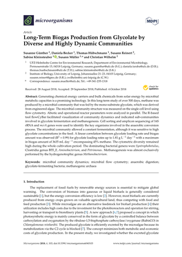 Long-Term Biogas Production from Glycolate by Diverse and Highly Dynamic Communities