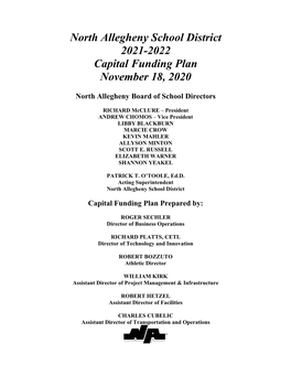 North Allegheny School District 2021-2022 Capital Funding Plan November 18, 2020