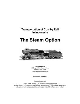 Transportation of Coal by Rail in Indonesia – the Steam Option