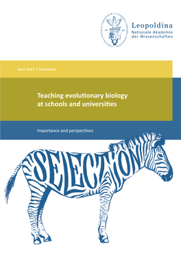 Teaching Evolutionary Biology at Schools and Universities (Pdf)