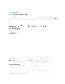 Playback Theatre with Adolescents Timothy J