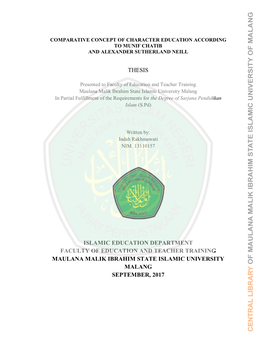 Thesis Islamic Education Department Faculty Of