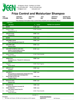 Frizz Control and Moisturizer Shampoo