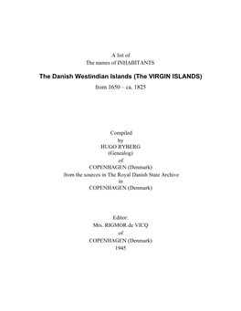 The VIRGIN ISLANDS) from 1650 – Ca