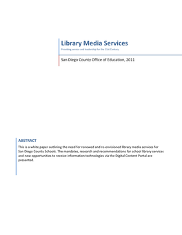 Library Media Services Providing Service and Leadership for the 21St Century
