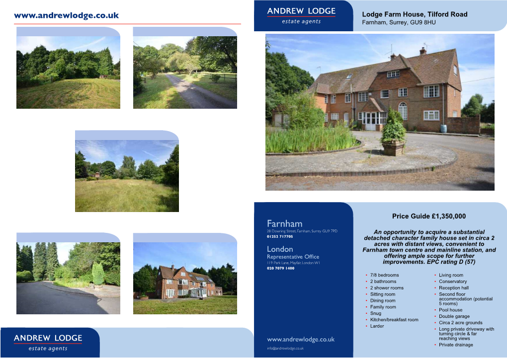 Lodge Farm House, Tilford Road Farnham, Surrey, GU9 8HU