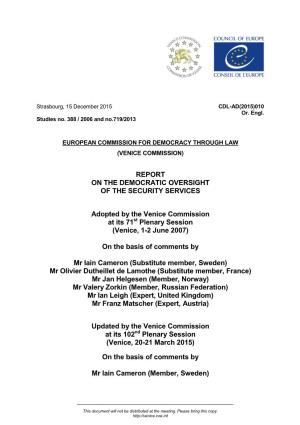 Report on the Democratic Oversight of the Security Services