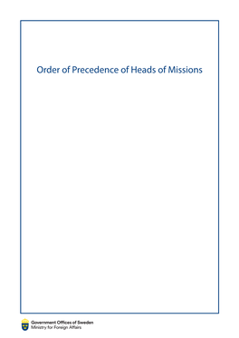Order of Precedence of Heads of Missions Ambassadors