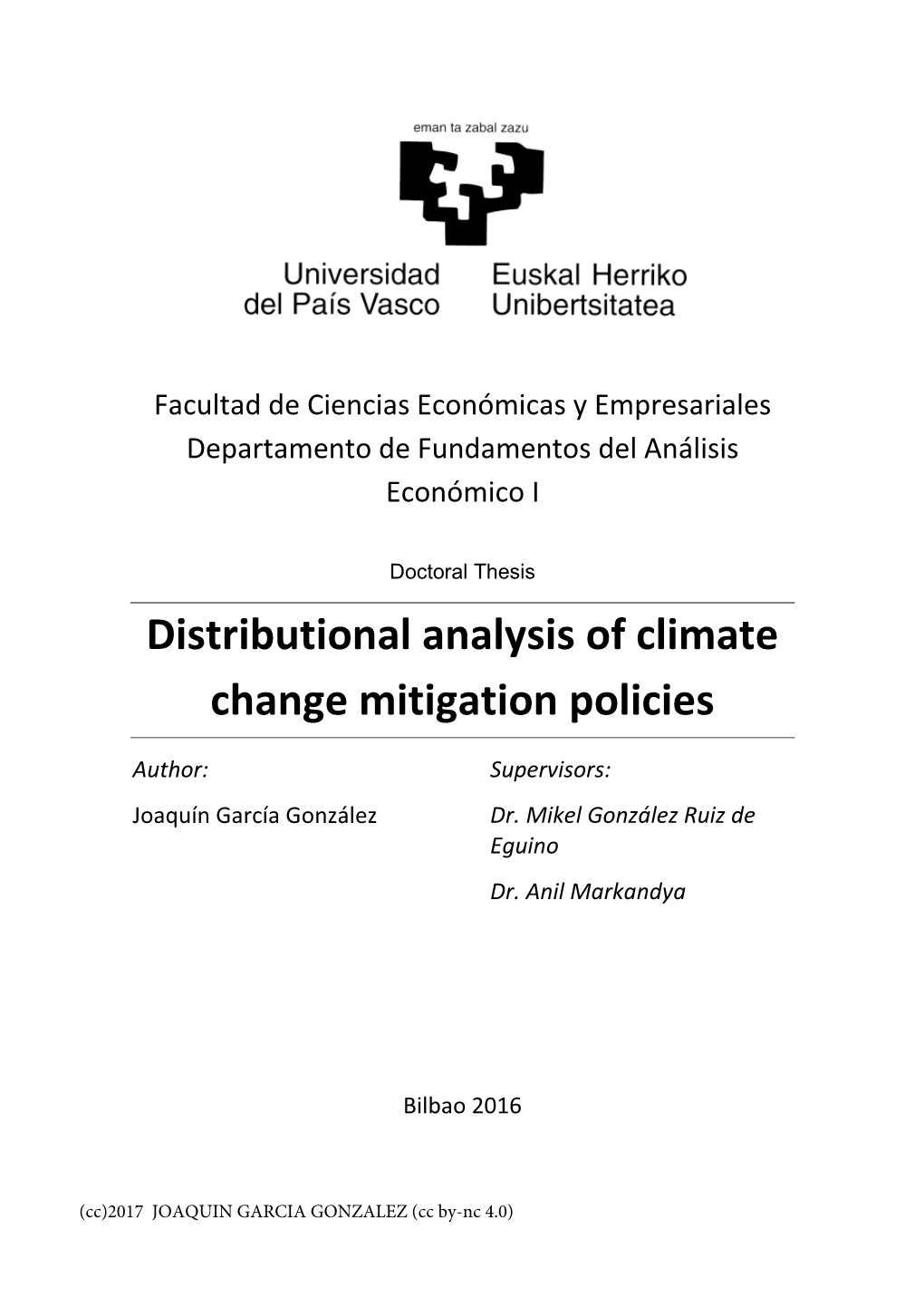 Distributional Analysis of Climate Change Mitigation Policies