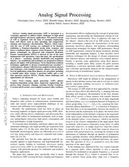 Analog Signal Processing Christophe Caloz, Fellow, IEEE, Shulabh Gupta, Member, IEEE, Qingfeng Zhang, Member, IEEE, and Babak Nikfal, Student Member, IEEE